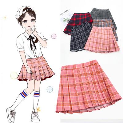 China Anti-wrinkle Pleated Fashion Girls Waist Plaid Skirts Summer Girl Style Student Casual Uniforms Girls Sweet Preppy Dance Performance Skirts for sale