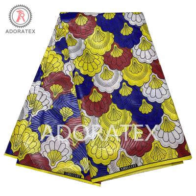 China New Fashion Anti-static Polyester African Wax Printing Fabric With 3d Embossed Flower 100% Polyester Fabric for sale