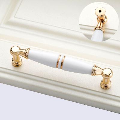 China Modern Furniture Handles Pumpkin Gold Ceramic Cartoon Handle Cabinet Drawer Pastoral Modern Door Handle for sale