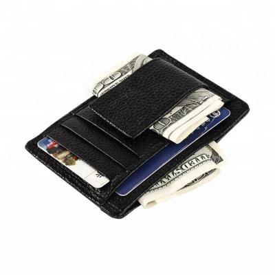 China 18016 Credit Card Men Kind Money Clip Wallet Genuine Leather Magnetic Credit Card Holder for sale