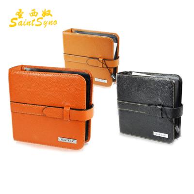 China Wholesale Promotional Gift 1505 Leather CD Holder With 20pcs Clearing PVC CD Disc Stand DVD Case for sale