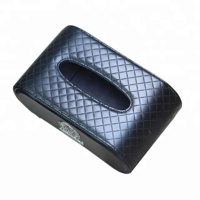 China Promotional Gift 18004 Facial Tissue Paper Box Lid Black Human Leather Holder For Car Office for sale