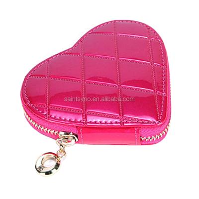 China Waterproof 16082 Beautiful Bright Heart Shape Zipper Women's Mini Wallets Girl Coin Purse Type Wallet for sale