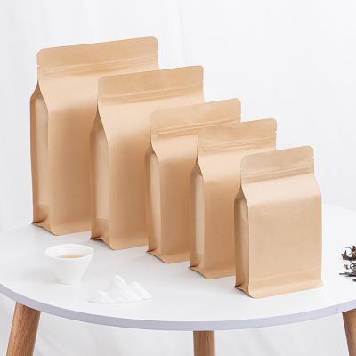 China Brown Recyclable Recycle Custom Printed Ziplock Pouch Coffee Packaging Cheap Kraft Paper Zip Food Bag With Window for sale