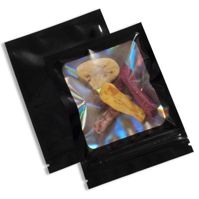 China Recyclable Clear Holographic Zipper Lock Bags Recyclable Clear Holographic Zipper Lock Custom Food Grade Aluminum Foil Printing Mylar Food Packaging Bag for sale