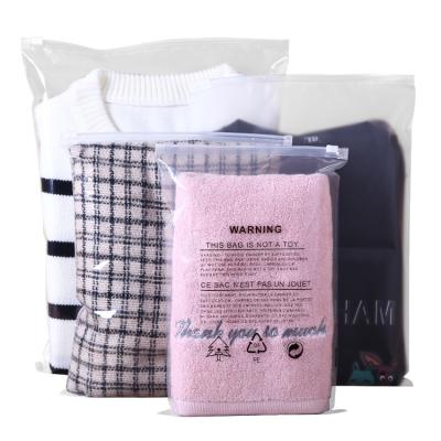 China Clean Logo Recyclable Custom Printed Garment Garment T-Shirt Zipper Frosted Plastic Packaging Packing Bag for sale