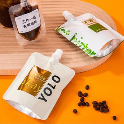 China New Custom Recyclable All Kinds Of Pattern Text Spout Bag Plastic Available Food Grade 100ml Liquid Packaging Bag With Spout for sale