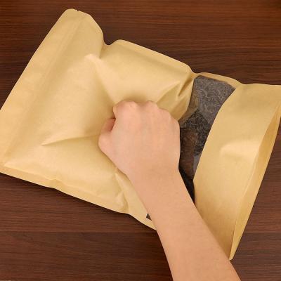 China Recyclable Original Color Zipper Bag Reusable Kraft Paper Bag Stand Up Kraft Paper Bag for sale