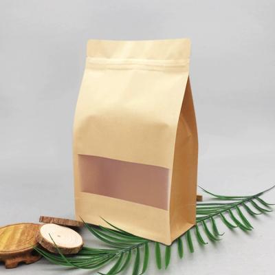 China Recyclable Kraft Paper Reclosable Aluminum Foil Striped Stand Up Food Packaging Pouches Bags for sale