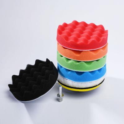 China 3 Inch Polish Pad Buffing Car Body Foam Waffle Pads Buffing Sponge - 5pcs Waffle Foam, 1pc Wool Polish Pad Plate for sale