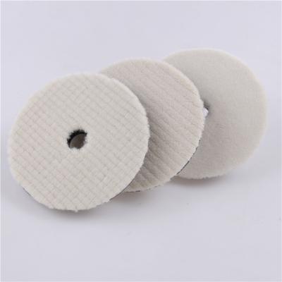 China 3 Stages Japanese Style Wool Pads 100% Lambskin Polishing Short Wool Pads For Car Care With Cross Hole Diamond Polishing Grit for sale