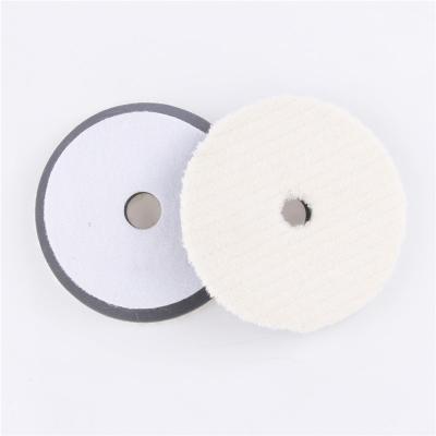 China 100% Wool Car Body Polishing Pads3 Steps Japanese Style Short Wool Pad Lamb For Car Maintenance With Cross Hole Grain Diamond Polishing for sale