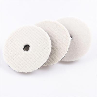 China Car bodies import 3 steps Japan style 100% short lambskin wool pad polishing pads for car maintenance with hole cross grain Diamond Polishing for sale