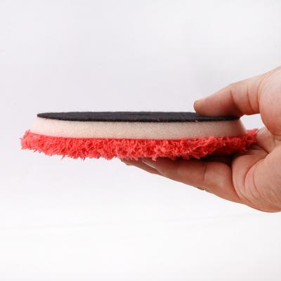 China Car Body Quality Good 5 Inch Microfiber Diamond Buffing Pad Beveled Washer Cleaning Polishing Pad 6 Inch Red Superfine Polisher Pad for sale