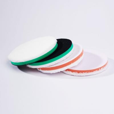 China Superfine Fiber Car Body Polishing Sponge Polishing Pad 4 5 6 7inch Detailing Pad 3 Pads Orange Green Sponge White Wool Polisher Sponge for sale