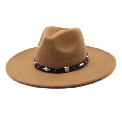 China Wholesale European and American Solid Color High Quality 9.5cm Wide Feel Brim Fedora Jazz Comfortable Felt Hat for sale