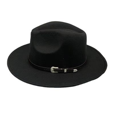 China European and American style woolen fashion double-sided hat fashionable color matching women's wide top jazz hat men's jazz brim hat for sale