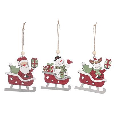 China Chirstmas New Decor Christmas Decorations Ski Pendant Wooden Christmas Tree Hollow Car Color Wooden Pendant Small for sale