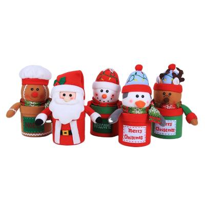 China Polyester Fiber Christmas Candy Jar Santa Claus Candy Bottle Sweet Christmas Candy Box For Decoration for sale