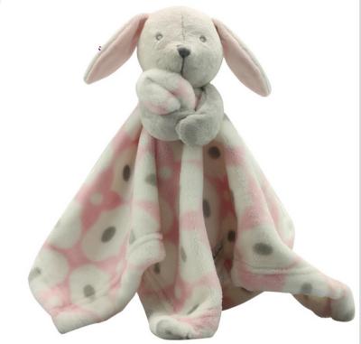 China Custom Super Soft Organic Cream Rabbit Plush Baby Comforter Covering Toy Eco - Friendly for sale