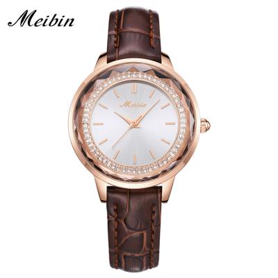 China Wholesale Casual Women Leather Luxury Fashion Water Resistant MEIBIN Quartz Watch High Quality 1345 Lady Watch for sale