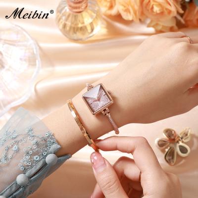 China Luxury cute ladies watch quartz charm water resistant MEIBIN 1650 stainless steel fashion casual wristwatch for sale