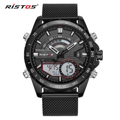 China RISTOS 9361 Waterproof Luminous Dual Display Movement Multifunctional Men's Design Fashion Luxury Watch for sale