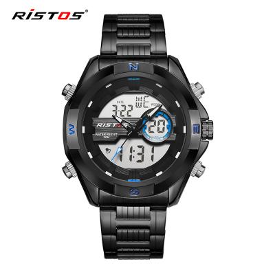 China Automatic Hot Selling RISTOS 9369 Date Movement Double Multifunctional Display For Man Wristwatches for sale