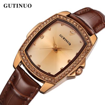 China GUTINUO GT002 Custom Quartz Wristwatch Water Resistant Quartz Watch Leather Belt Casual Classic Analog For Female for sale