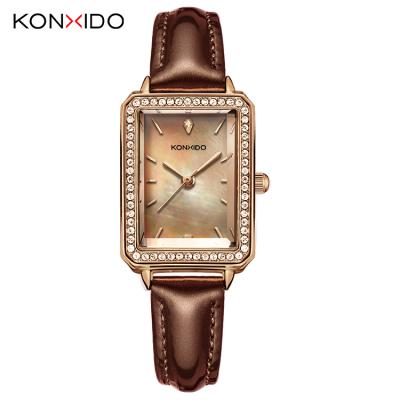 China KONXIDO KN002 cute water resistant band china wholesale leather quartz rose gold lady quartz watch custom logo for women for sale