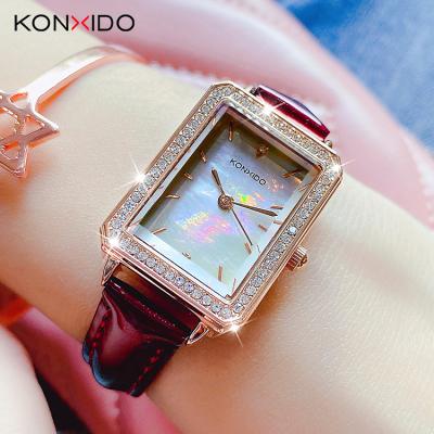 China KONXIDO KN002 water resistant rose gold lady quartz watch custom logo for women leather band china wholesale quartz cute for sale