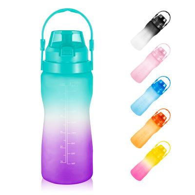 China Bestselling BPA Free Colorfu Half Gallon Sustainable Plastic Motivational Water Bottle With Flip Top Lid for sale