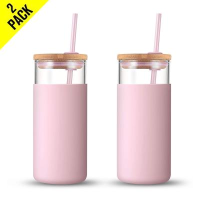 China Viable Hot Sale Wide Mouth Water Bottle Glass Tumbler With Straw In Bulk for sale