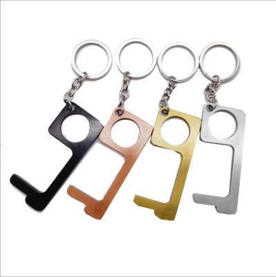 China Eco-friendly EDC Hygiene Hand Door Opener Metal Brass Key Chain Hand No Touch Door Opener EDC Key Chain for sale