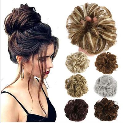 China Messy X-Ring Hair Bun Wig Scrunchies Hair Bun Extensions For Women Donut Updo Synthetic Bun Wig for sale