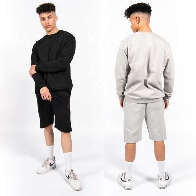 China 2022 Custom made cotton breathable two piece set sweatsuit shorts and sweatshirt set men for sale