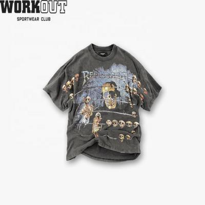 China QUICK DRY Acid Screen Print Custom Vintage T Shirts WROKOUT wsah Tees Vintage Graphic T-Shirt Men for sale