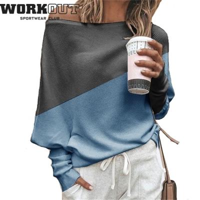 China New Style Breathable Long Puff Sleeve Patchwork Off The Shoulder Women's Sweater For Sale for sale