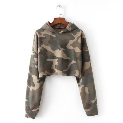 China Plus Size Style Sweatshirt High Quality Cropped Pullover Camouflage Long Sleeve Fashion Women Hoodie for sale