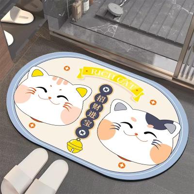 China Custom Size Washable Water Mat Diatomi 7colour 2022Earth Absorbent Bath Cover Set Diatom Mud Floor Mat Anti Slip Absorb Diatomite Earth Bath for sale