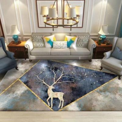 China 2022 New Style Elks Pattern Living Room Rug Hands Washable Quality Cd Free Washable Carpets Custom Rugs And Blankets Best for sale