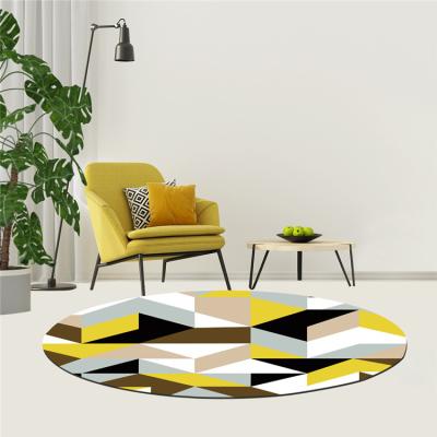 China Tianjin supplier's new design of hotel room circular mosaic rug 3d circular home printing bedroom rug for sale