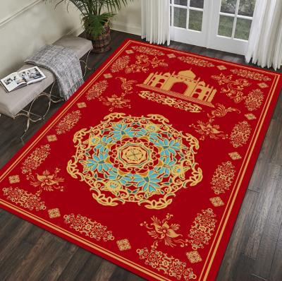 China Modern Muslims Worship Raschel Embossed Prayer Blanket To Carpet Living Room Soft And Comfortable Home Carpet for sale