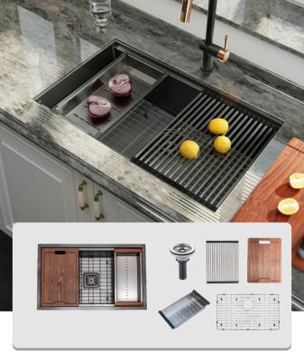 China Without Faucet American Sus 304 Farmhouse Workstation Modern Handmade Kitchen Sink All In One Workstation for sale