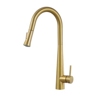 China Pull Out Spray Europe Food Grade Contemporary Pull Out Sus304 Stainless Steel Gold Kitchen Mixer Tap for sale