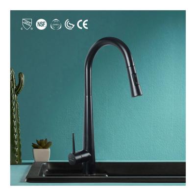 China Pull Down Commercial Single Handle Pull Down Spray Matte Black Single Lever Kitchen Faucet Faucets for sale