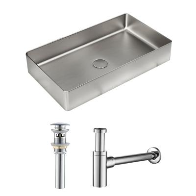 China Wholesale Modern Wash Basin Customized Stainless Steel Small Size Rectangle Drop Down Counter Top Wash Hand Basin for sale