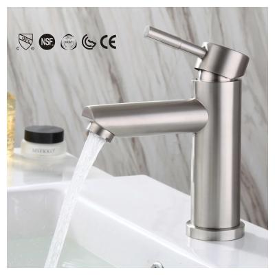 China Metered Faucets Hot And Cold Water Handle Basin Faucet Water Mixer Single Bathroom Sink Faucet for sale