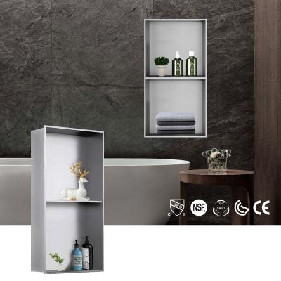 China Modern Modern Design Brushed Matt Black Finished Rectangle And Square Shape Bathroom Stainless Steel Niche Recessed Shower for sale