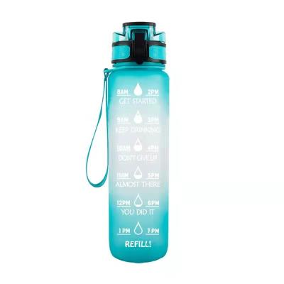 China 1L Tritan BPA Fitness Sports Viable Leak Free Water Bottle With Time Marker Motivational Large Water Bottle for sale